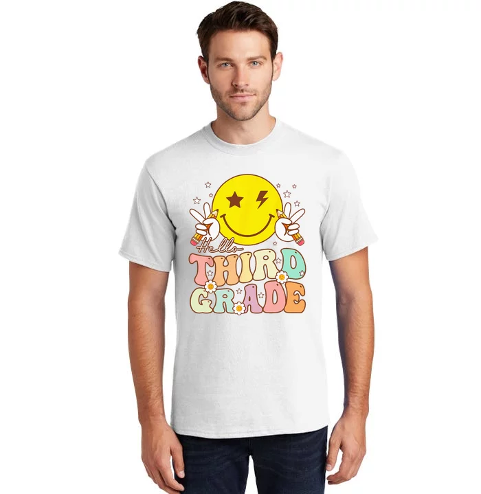 Hello Third Grade Hippie Smile Face 3rd Grade Back To School Tall T-Shirt