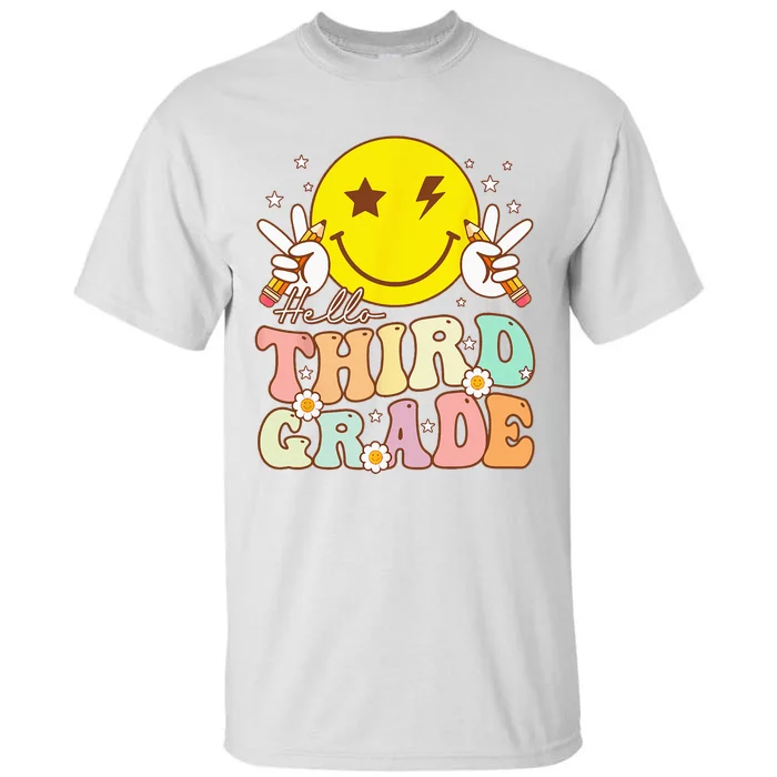 Hello Third Grade Hippie Smile Face 3rd Grade Back To School Tall T-Shirt