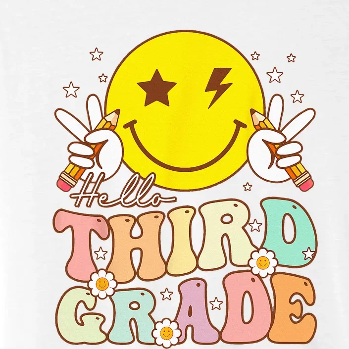 Hello Third Grade Hippie Smile Face 3rd Grade Back To School ChromaSoft Performance T-Shirt