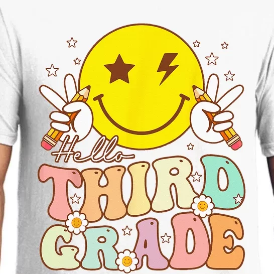 Hello Third Grade Hippie Smile Face 3rd Grade Back To School Pajama Set