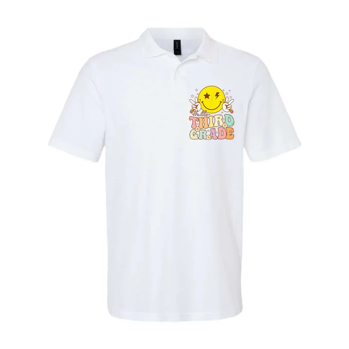 Hello Third Grade Hippie Smile Face 3rd Grade Back To School Softstyle Adult Sport Polo