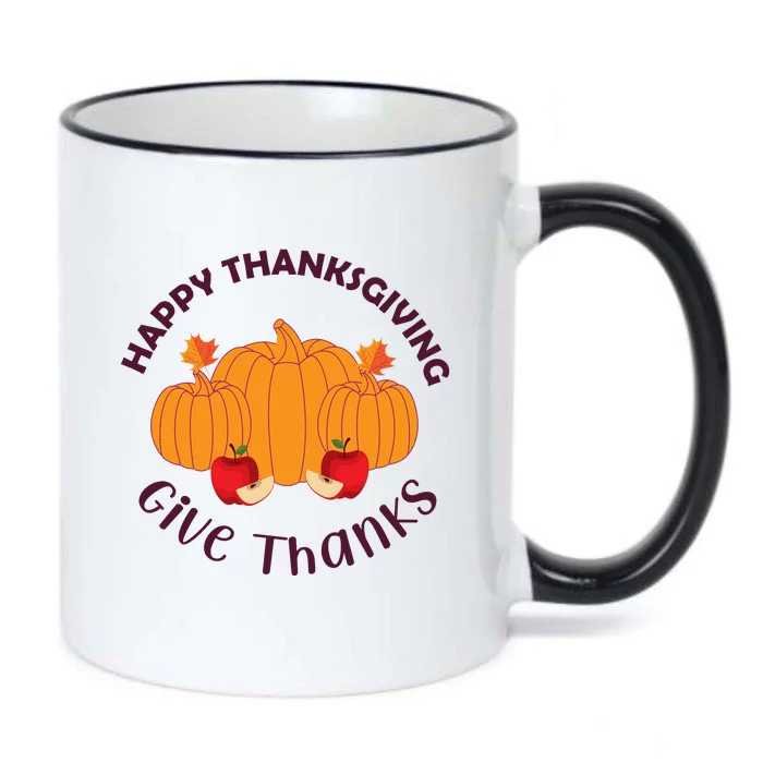 Happy Thanksgiving Give Thanks Graphic Black Color Changing Mug