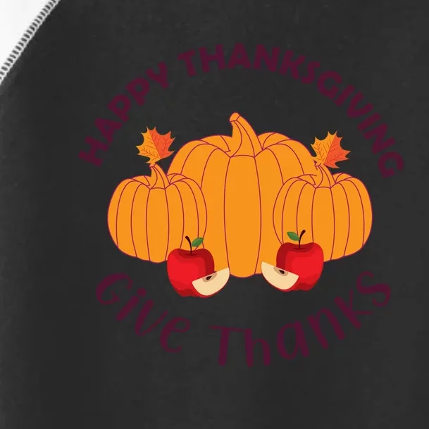 Happy Thanksgiving Give Thanks Graphic Toddler Fine Jersey T-Shirt