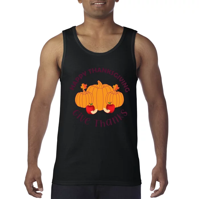 Happy Thanksgiving Give Thanks Graphic Tank Top