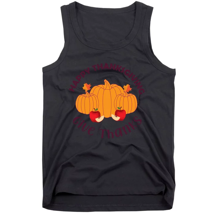 Happy Thanksgiving Give Thanks Graphic Tank Top