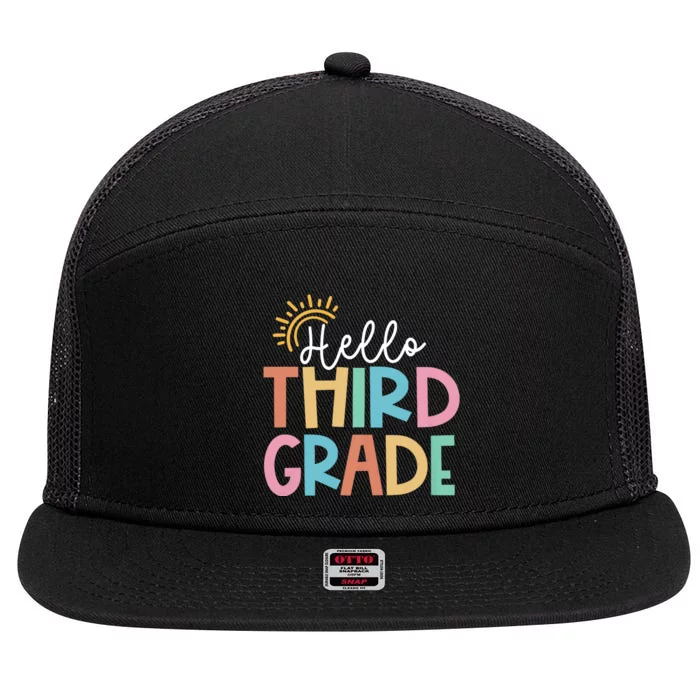 Hello Third Grade Team 3rd Grade Back To School Teacher 7 Panel Mesh Trucker Snapback Hat