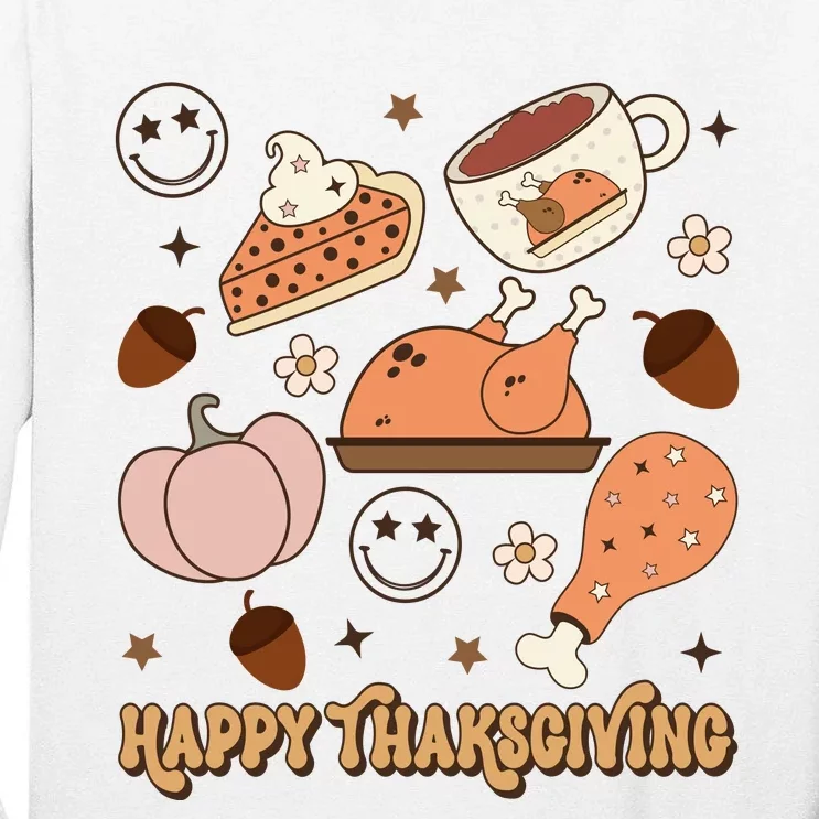 Happy Thanksgiving Groovy Family Thanksgiving Matching Outfits Tall Long Sleeve T-Shirt