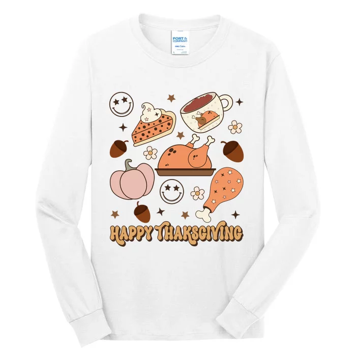 Happy Thanksgiving Groovy Family Thanksgiving Matching Outfits Tall Long Sleeve T-Shirt