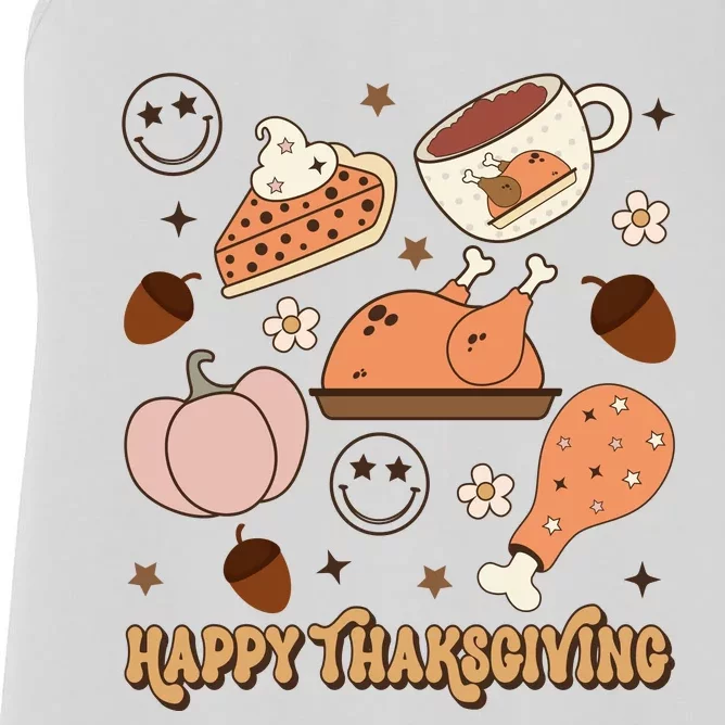 Happy Thanksgiving Groovy Family Thanksgiving Matching Outfits Women's Racerback Tank