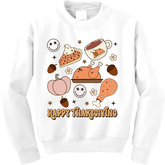 Happy Thanksgiving Groovy Family Thanksgiving Matching Outfits Kids Sweatshirt