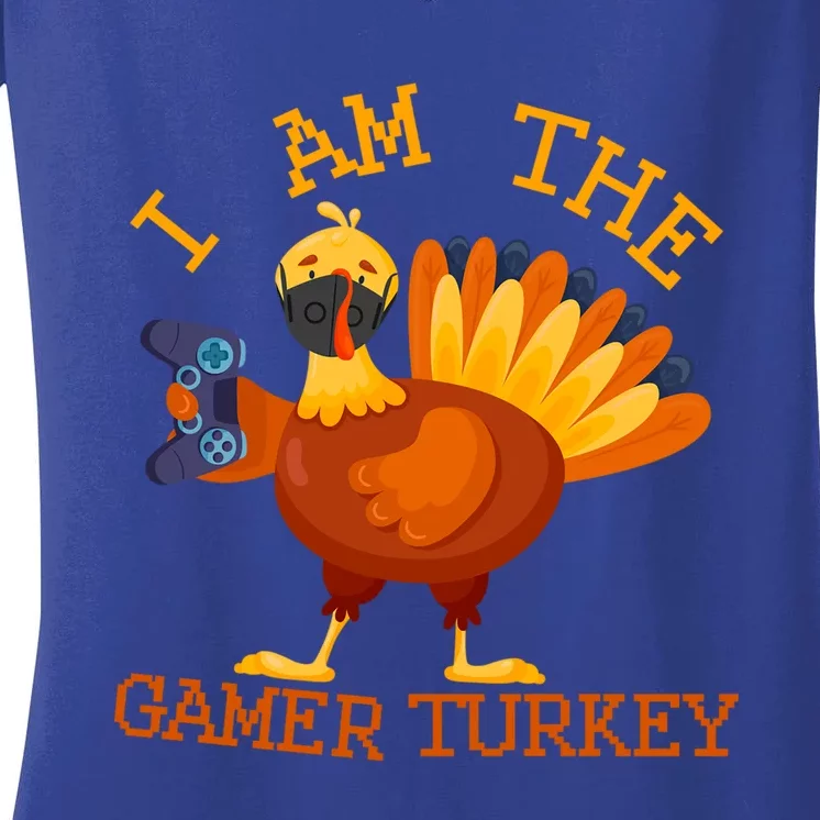 Happy Thanksgiving Gamer Turkey Mask Matching Family Group Gift Women's V-Neck T-Shirt