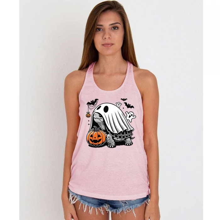 Halloween Turtle Ghost Pumpkin Costume Terrapin Tortoise Women's Knotted Racerback Tank