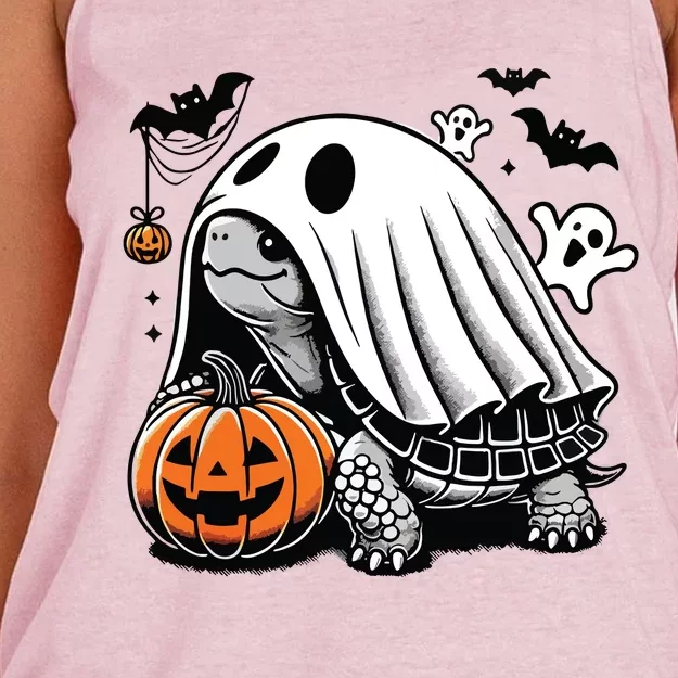 Halloween Turtle Ghost Pumpkin Costume Terrapin Tortoise Women's Knotted Racerback Tank