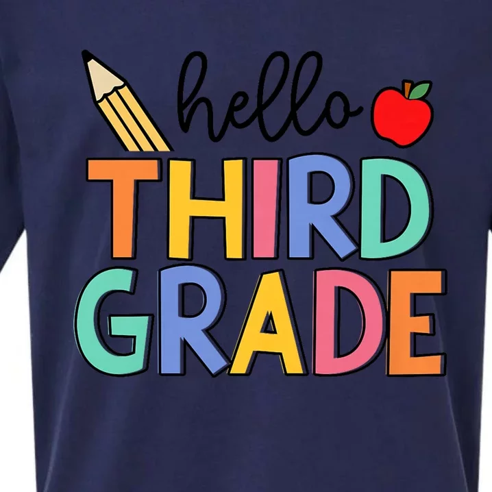 Hello Third Grade Team 3rd Grade Back To School Teacher Sueded Cloud Jersey T-Shirt