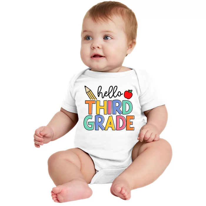 Hello Third Grade Team 3rd Grade Back To School Teacher Baby Bodysuit