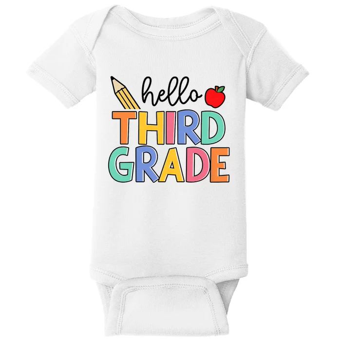 Hello Third Grade Team 3rd Grade Back To School Teacher Baby Bodysuit