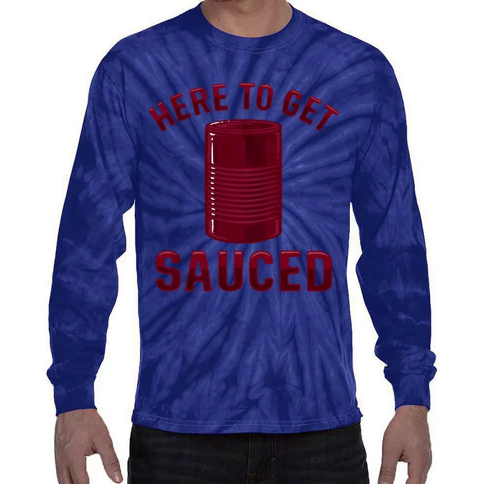 Here To Get Sauced Funny Cranberry Sauce Thanksgiving Food Tie-Dye Long Sleeve Shirt