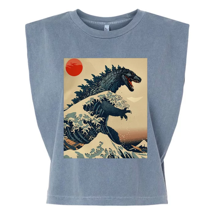 Hokusai The Great Kaiju Off Kanagawa Vintage Japanese Art Garment-Dyed Women's Muscle Tee