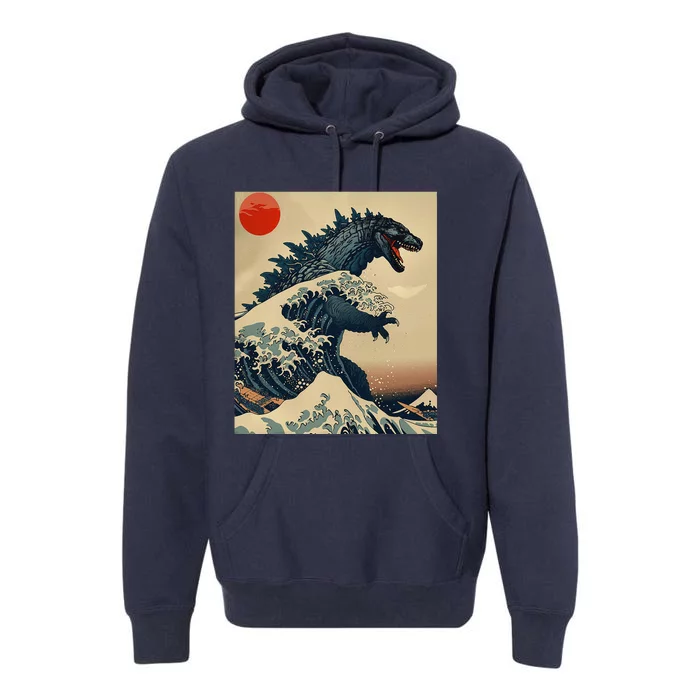 Hokusai The Great Kaiju Off Kanagawa Vintage Japanese Art Premium Hoodie