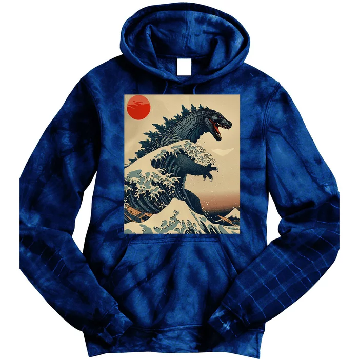 Hokusai The Great Kaiju Off Kanagawa Vintage Japanese Art Tie Dye Hoodie