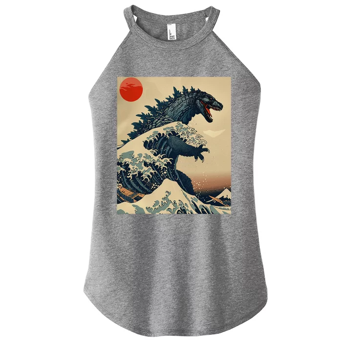 Hokusai The Great Kaiju Off Kanagawa Vintage Japanese Art Women’s Perfect Tri Rocker Tank