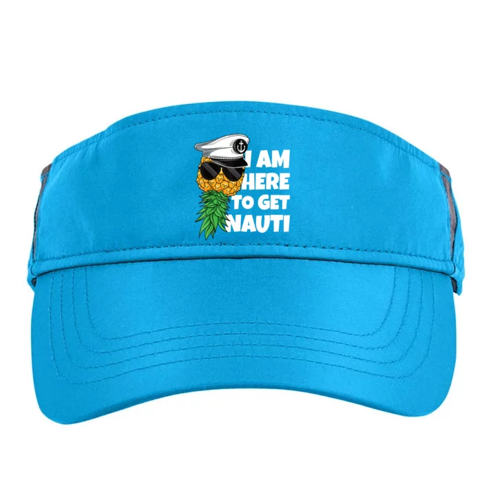 Here To Get Nauti Cruise Boat Upside Down Pineapple Swinger Adult Drive Performance Visor