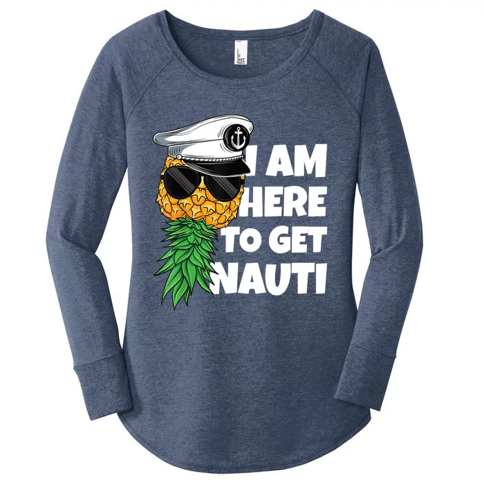 Here To Get Nauti Cruise Boat Upside Down Pineapple Swinger Women's Perfect Tri Tunic Long Sleeve Shirt