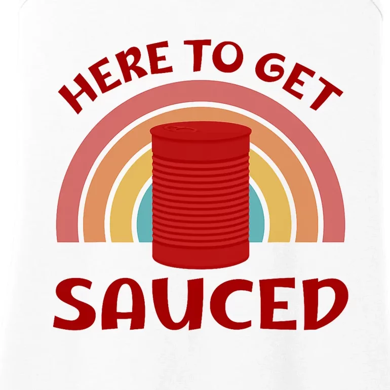 Here To Get Sauced Funny Cranberry Sauce Thanksgiving Food Ladies Essential Tank