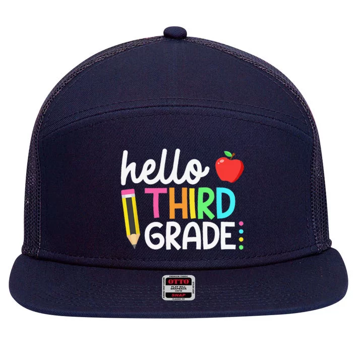 Hello Third Grade Team 3rd Grade Back To School Teacher 7 Panel Mesh Trucker Snapback Hat