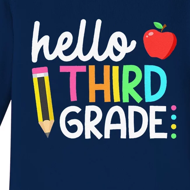 Hello Third Grade Team 3rd Grade Back To School Teacher Baby Long Sleeve Bodysuit