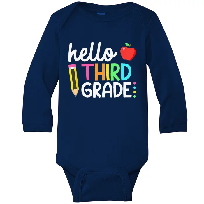 Hello Third Grade Team 3rd Grade Back To School Teacher Baby Long Sleeve Bodysuit