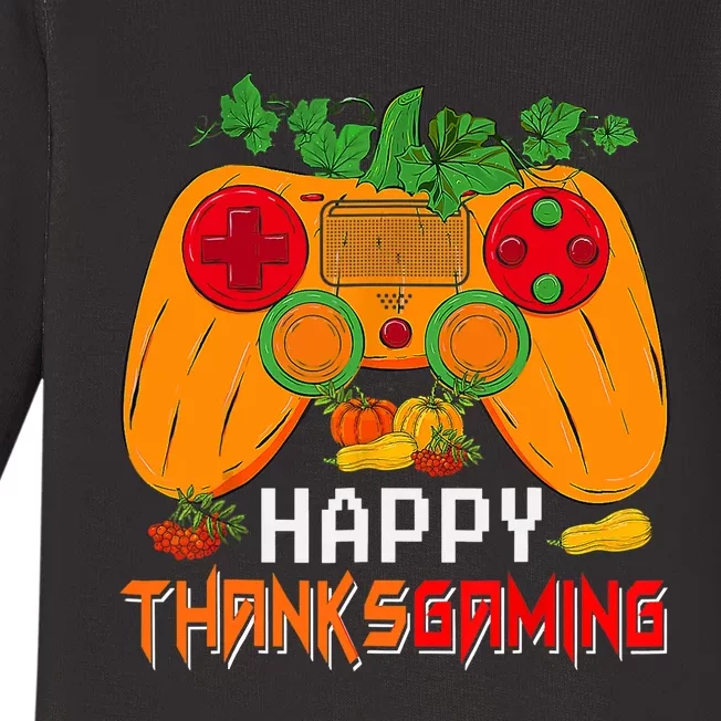 Happy Thanksgiving Gaming Game Controller Fall Pumpkin Lover Baby Long Sleeve Bodysuit