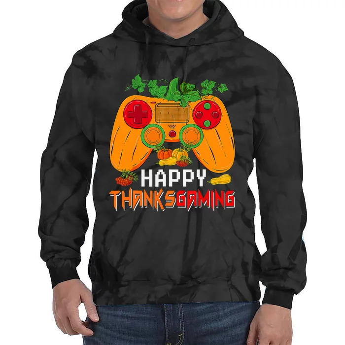 Happy Thanksgiving Gaming Game Controller Fall Pumpkin Lover Tie Dye Hoodie