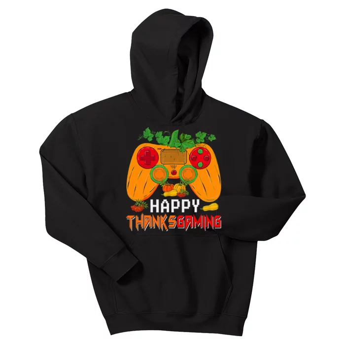 Happy Thanksgiving Gaming Game Controller Fall Pumpkin Lover Kids Hoodie