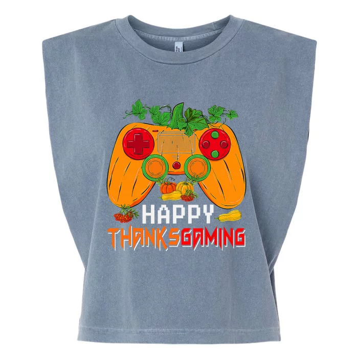 Happy Thanksgiving Gaming Game Controller Fall Pumpkin Lover Garment-Dyed Women's Muscle Tee