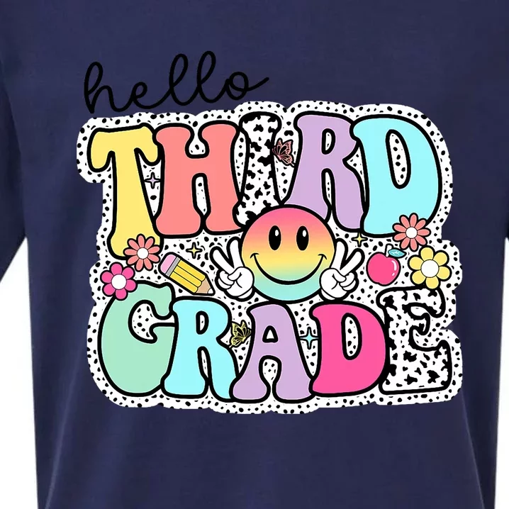 Hello Third Grade Team 3rd Grade Girl Teacher Back To School Sueded Cloud Jersey T-Shirt