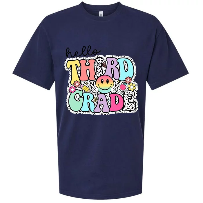 Hello Third Grade Team 3rd Grade Girl Teacher Back To School Sueded Cloud Jersey T-Shirt