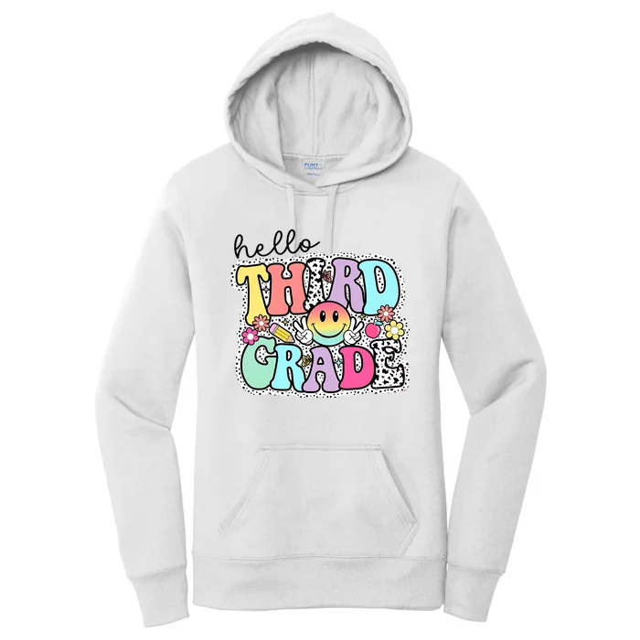 Hello Third Grade Team 3rd Grade Girl Teacher Back To School Women's Pullover Hoodie