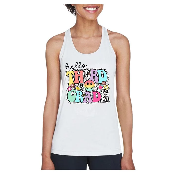 Hello Third Grade Team 3rd Grade Girl Teacher Back To School Women's Racerback Tank