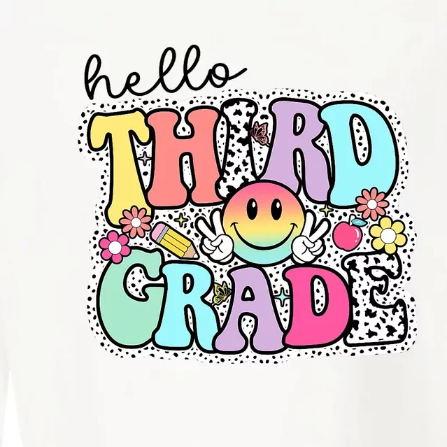 Hello Third Grade Team 3rd Grade Girl Teacher Back To School Cropped Pullover Crew