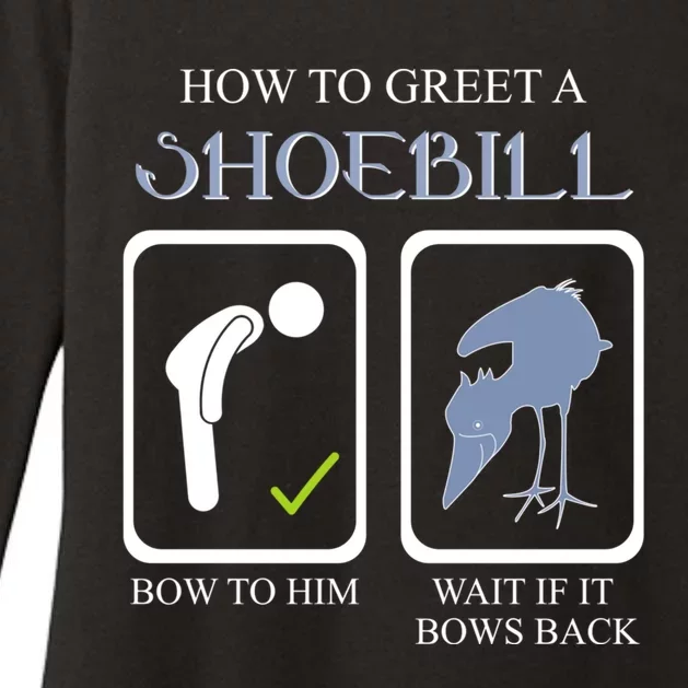 How To Greet A Shoebill Stork African Bird Lover Funny Gift Womens CVC Long Sleeve Shirt