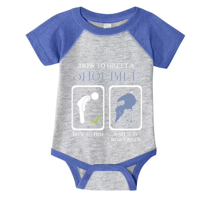 How To Greet A Shoebill Stork African Bird Lover Funny Gift Infant Baby Jersey Bodysuit