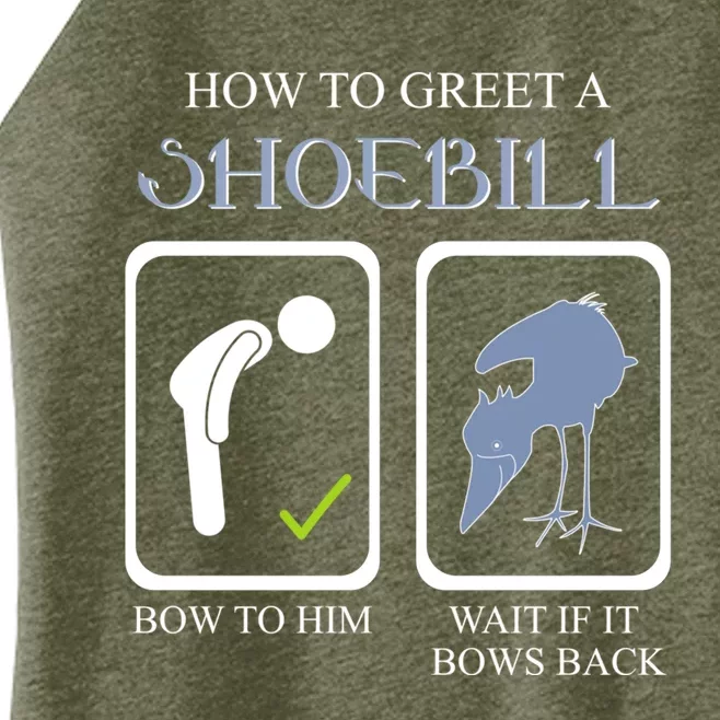 How To Greet A Shoebill Stork African Bird Lover Funny Gift Women’s Perfect Tri Rocker Tank