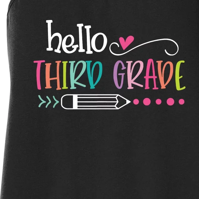 Hello Third Grade Fun 3rd Grade To School Gift Women's Racerback Tank