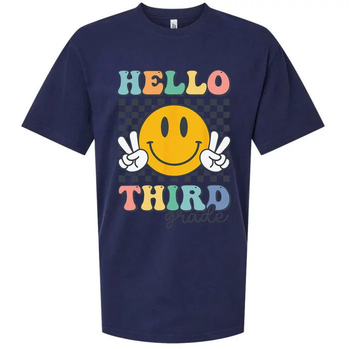 Hello Third Grade Retro Smile Team 3rd Grade Back To School Sueded Cloud Jersey T-Shirt