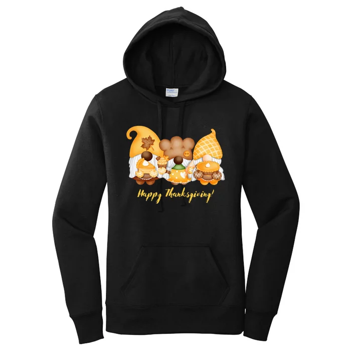 Happy Thanksgiving Garden Gnomes Top Women's Pullover Hoodie