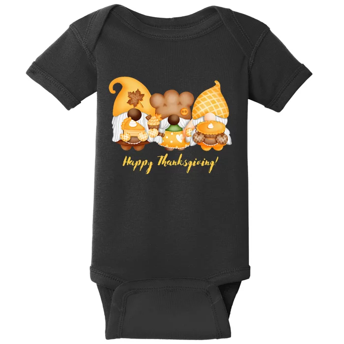 Happy Thanksgiving Garden Gnomes Top Baby Bodysuit