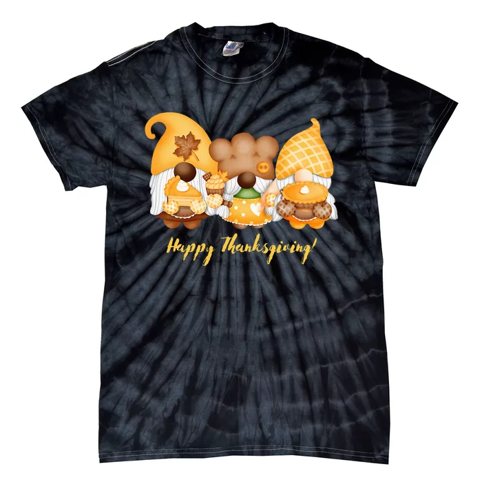 Happy Thanksgiving Garden Gnomes Top Tie-Dye T-Shirt