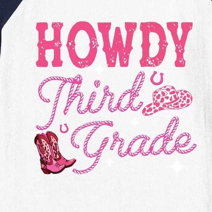 Howdy Third Grade 3rd Grade Teacher Western Cowboy Cowgirls Baseball Sleeve Shirt