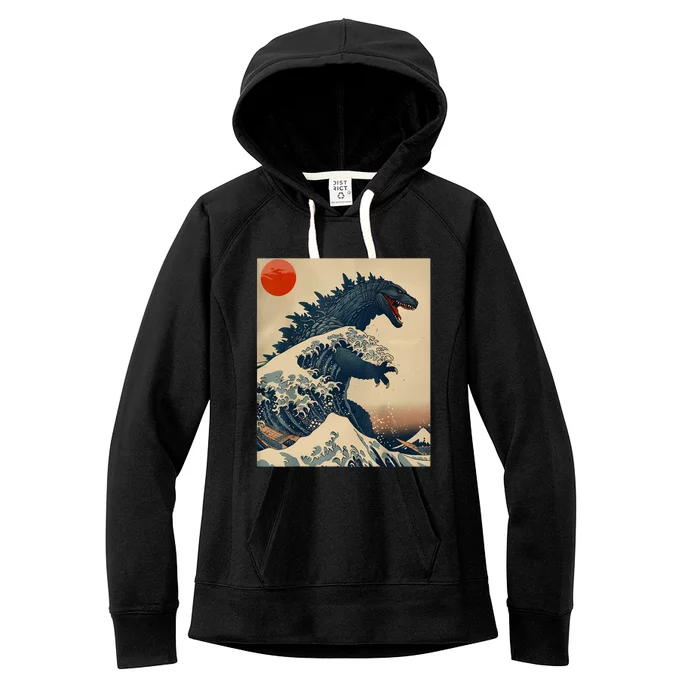 Hokusai The Great Kaiju Off Kanagawa Vintage Japanese Art Women's Fleece Hoodie